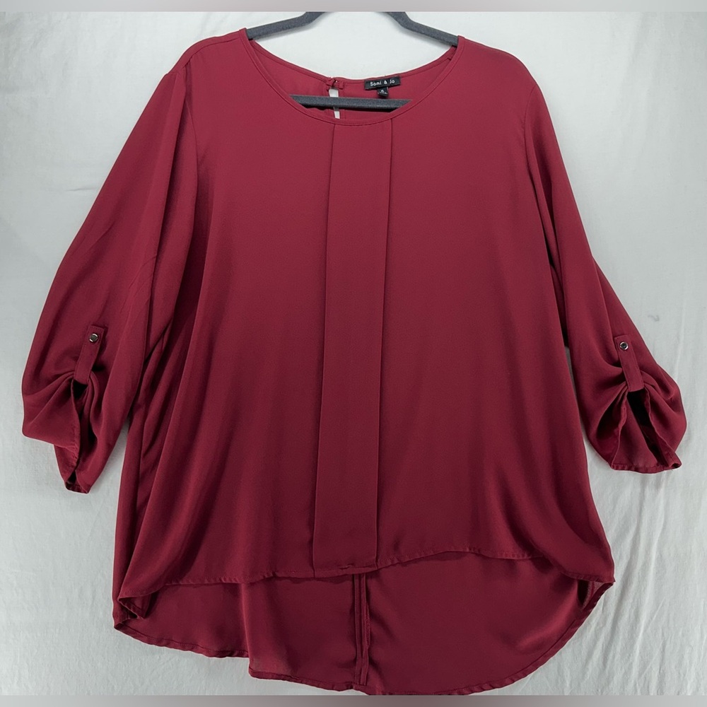 Sami & Jo Tunic Top Plus Size XL Front Pleat 3/4 Roll Tab‎ Sleeve Blouse